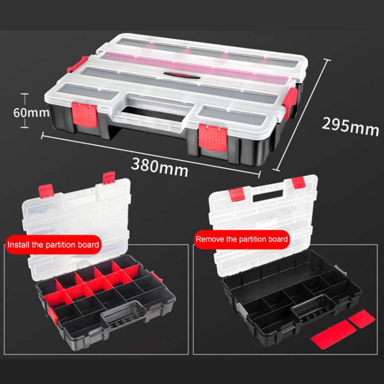 Hardware Parts Portable Multi-functional Compartment Storage Box, Size:38x29.5xcm