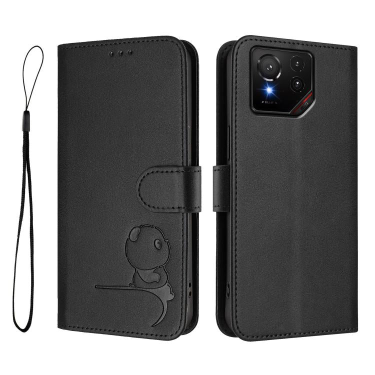 For Asus ROG Phone 9 / 9 Pro Litter Panda Embossing RFID Leather Phone Case with Lanyard