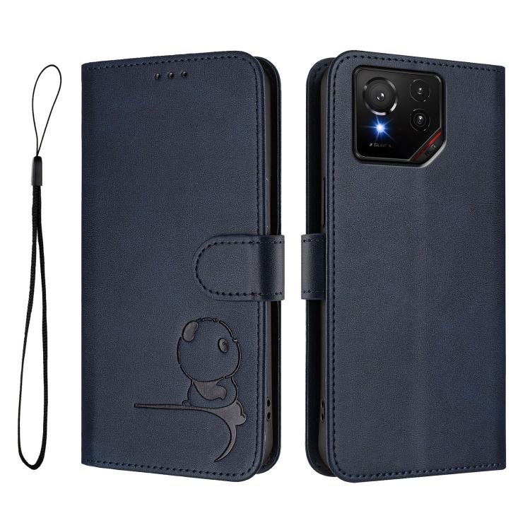 For Asus ROG Phone 9 / 9 Pro Litter Panda Embossing RFID Leather Phone Case with Lanyard