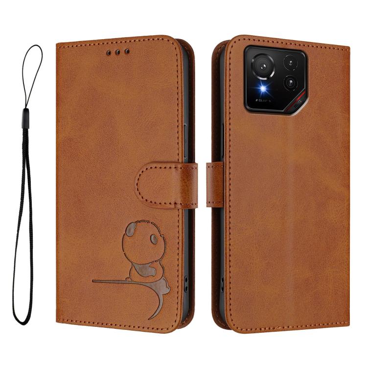 For Asus ROG Phone 9 / 9 Pro Litter Panda Embossing RFID Leather Phone Case with Lanyard