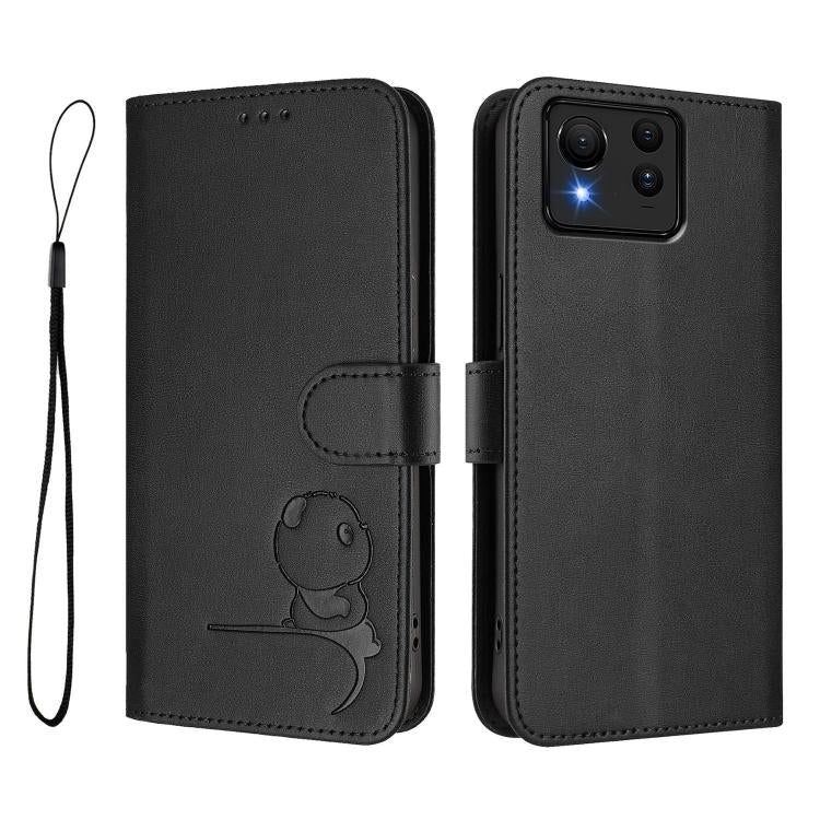 For Asus Zenfone 11 Ultra Litter Panda Embossing RFID Leather Phone Case with Lanyard