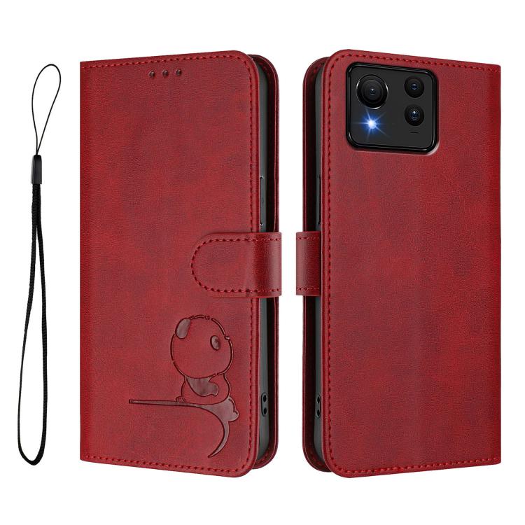 For Asus Zenfone 11 Ultra Litter Panda Embossing RFID Leather Phone Case with Lanyard