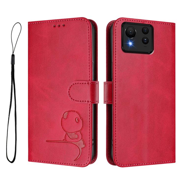 For Asus Zenfone 11 Ultra Litter Panda Embossing RFID Leather Phone Case with Lanyard