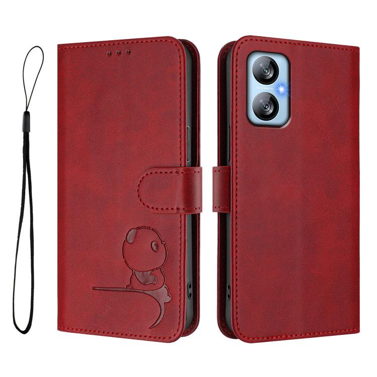 For Blackview A52 / A52 Pro Litter Panda Embossing RFID Leather Phone Case with Lanyard