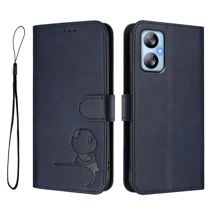 For Blackview A52 / A52 Pro Litter Panda Embossing RFID Leather Phone Case with Lanyard