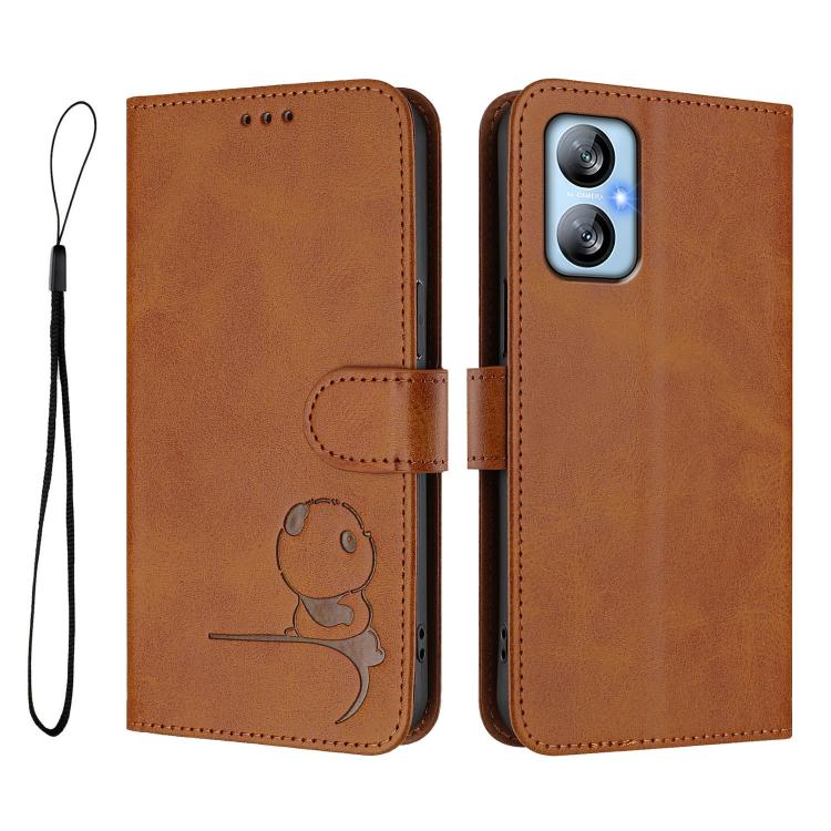 For Blackview A52 / A52 Pro Litter Panda Embossing RFID Leather Phone Case with Lanyard
