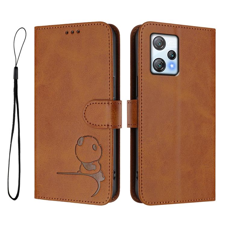For Blackview A53 Litter Panda Embossing RFID Leather Phone Case with Lanyard