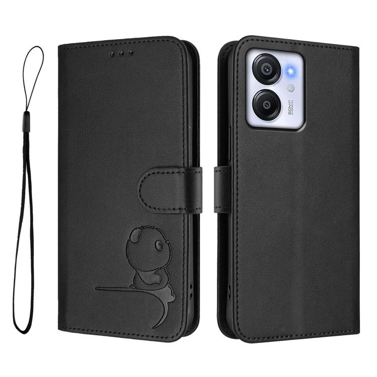 For Blackview Oscal Modern 8 / Color 8 Litter Panda Embossing RFID Leather Phone Case with Lanyard
