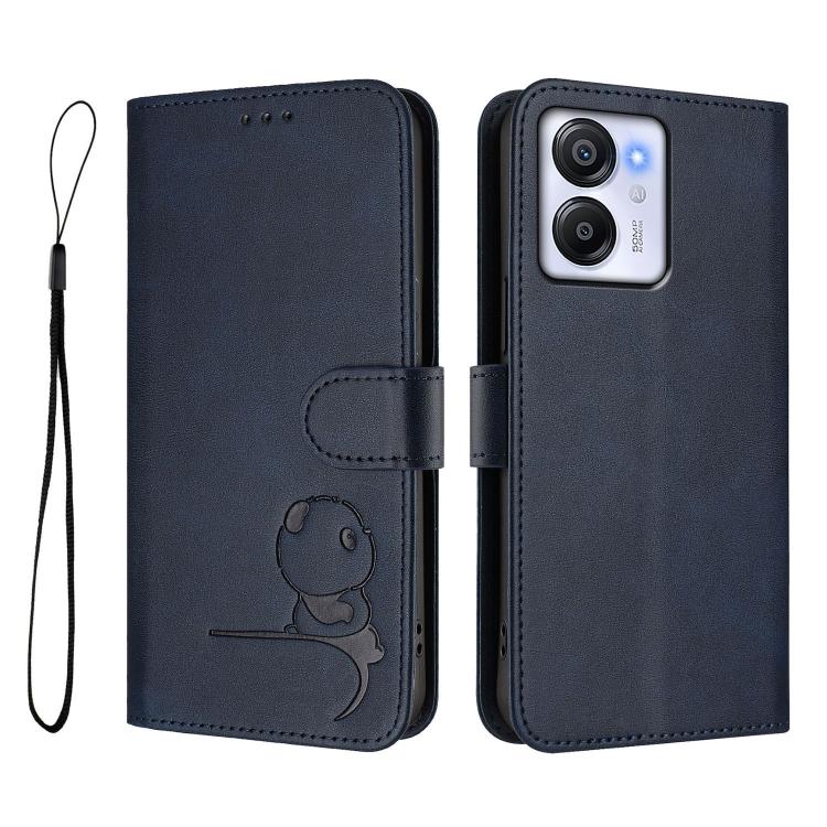 For Blackview Oscal Modern 8 / Color 8 Litter Panda Embossing RFID Leather Phone Case with Lanyard