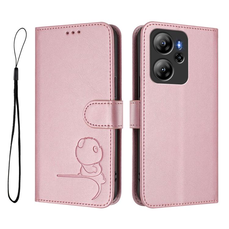 For Blackview Oscal Tiger 13 Litter Panda Embossing RFID Leather Phone Case with Lanyard