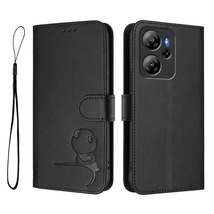 For Blackview Oscal Tiger 13 Litter Panda Embossing RFID Leather Phone Case with Lanyard