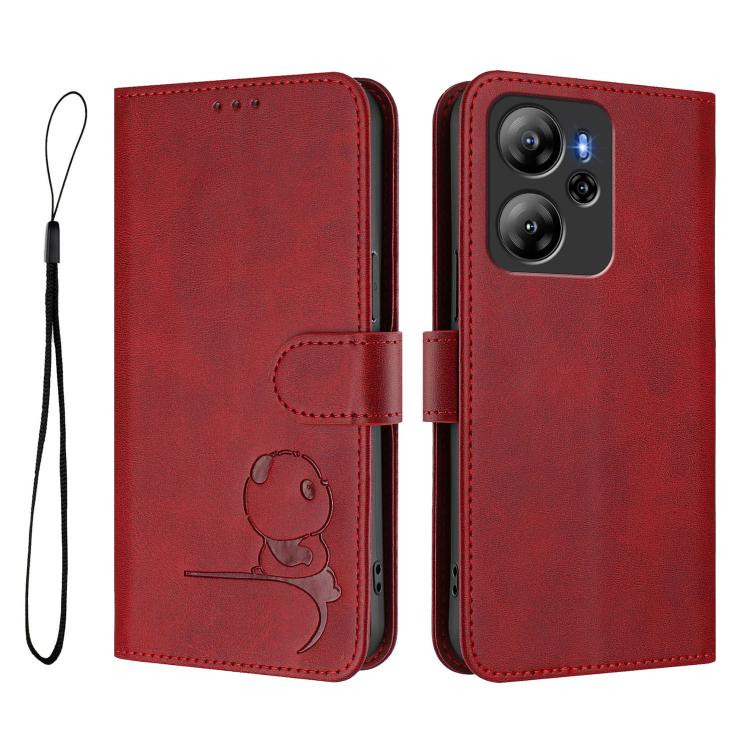 For Blackview Oscal Tiger 13 Litter Panda Embossing RFID Leather Phone Case with Lanyard