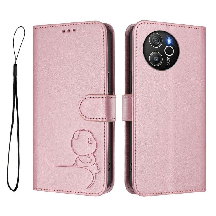 For Blackview Shark 8 / Oscal Tiger 12 Litter Panda Embossing RFID Leather Phone Case with Lanyard
