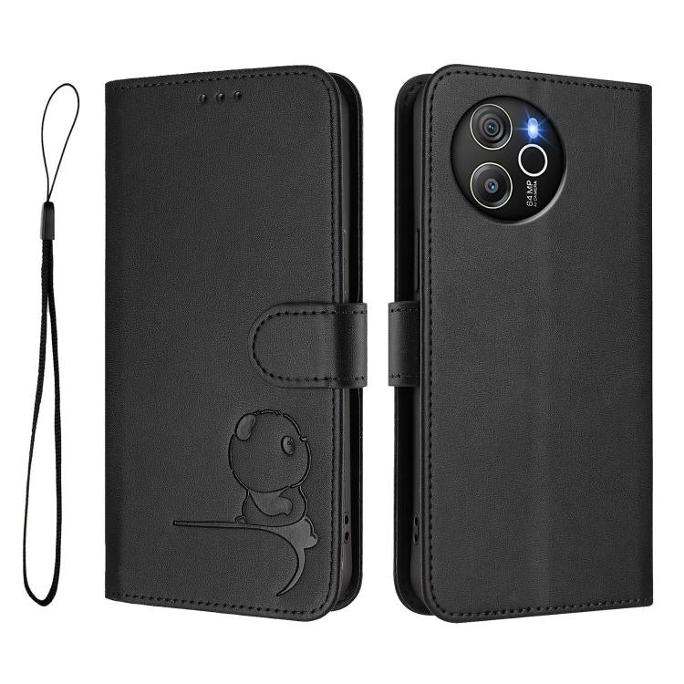 For Blackview Shark 8 / Oscal Tiger 12 Litter Panda Embossing RFID Leather Phone Case with Lanyard