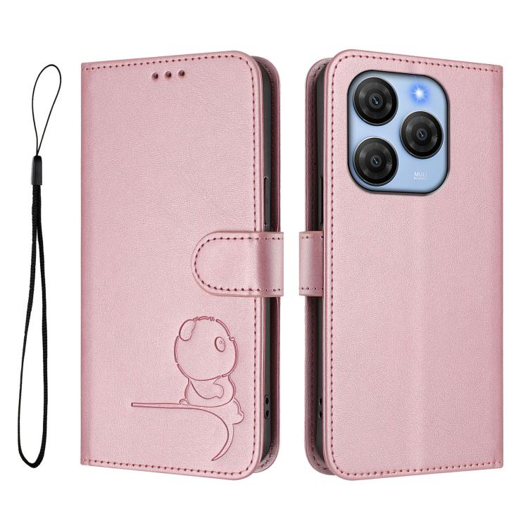 For Blackview Shark 9 5G Litter Panda Embossing RFID Leather Phone Case with Lanyard