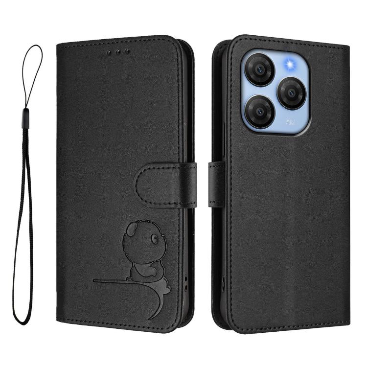 For Blackview Shark 9 5G Litter Panda Embossing RFID Leather Phone Case with Lanyard