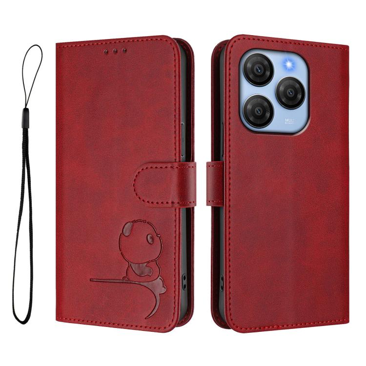 For Blackview Shark 9 5G Litter Panda Embossing RFID Leather Phone Case with Lanyard