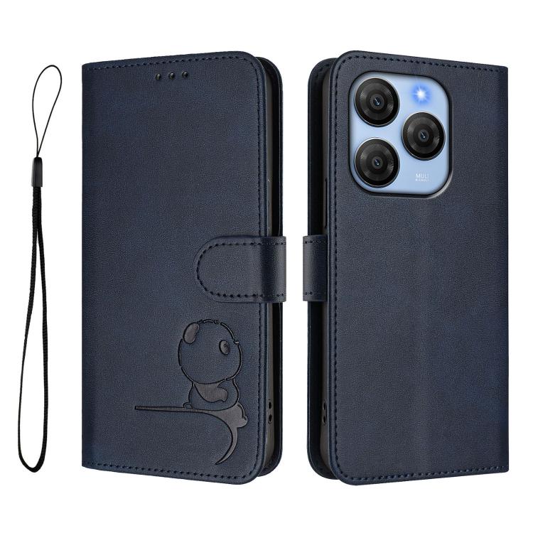 For Blackview Shark 9 5G Litter Panda Embossing RFID Leather Phone Case with Lanyard