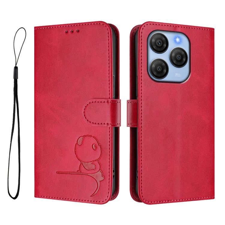 For Blackview Shark 9 5G Litter Panda Embossing RFID Leather Phone Case with Lanyard