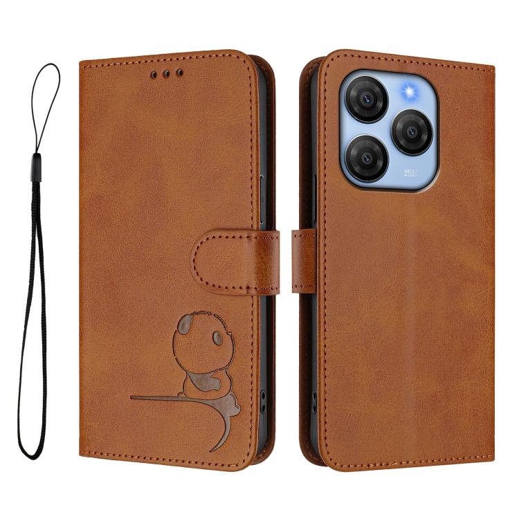 For Blackview Shark 9 5G Litter Panda Embossing RFID Leather Phone Case with Lanyard