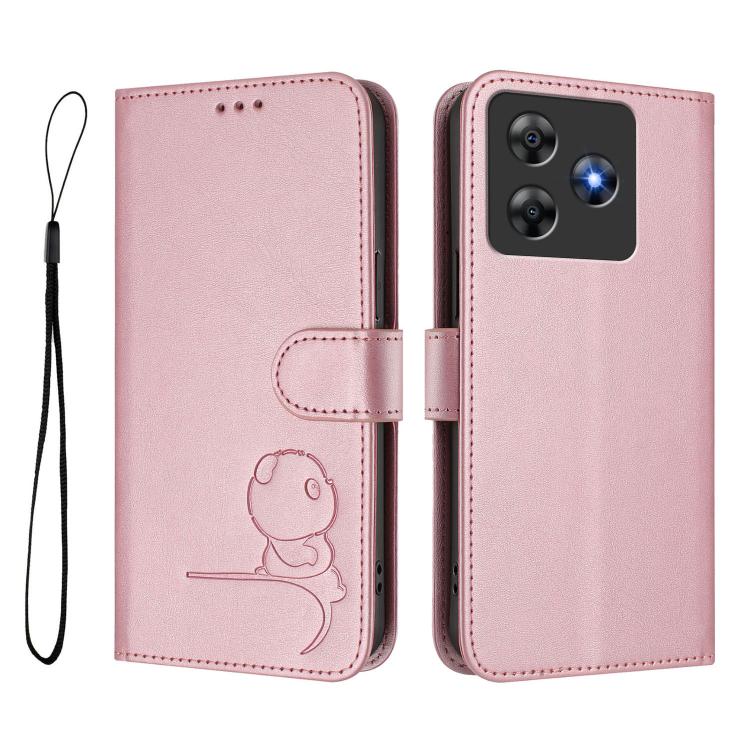 For Blackview Wave 8 / 8C Litter Panda Embossing RFID Leather Phone Case with Lanyard