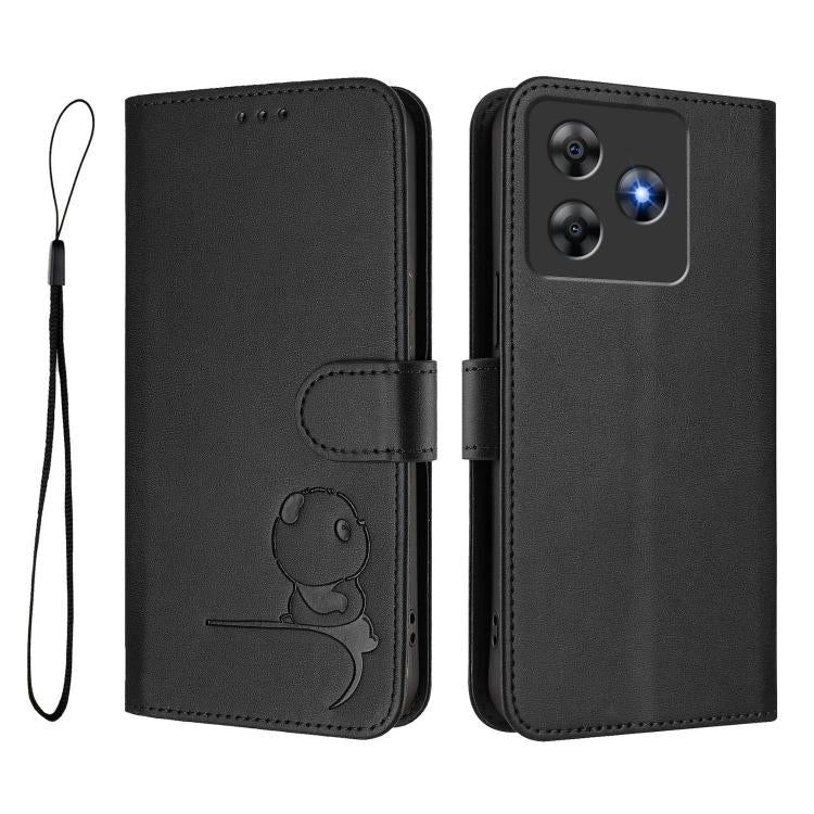 For Blackview Wave 8 / 8C Litter Panda Embossing RFID Leather Phone Case with Lanyard