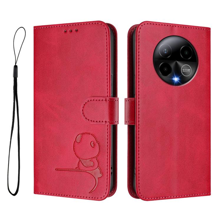 For BLU Bold K50 Litter Panda Embossing RFID Leather Phone Case with Lanyard