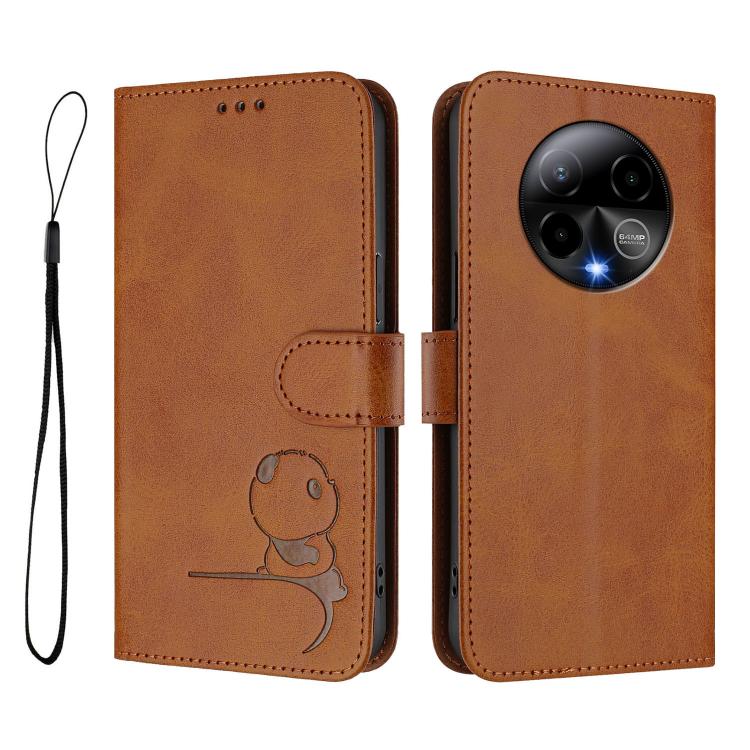 For BLU Bold K50 Litter Panda Embossing RFID Leather Phone Case with Lanyard