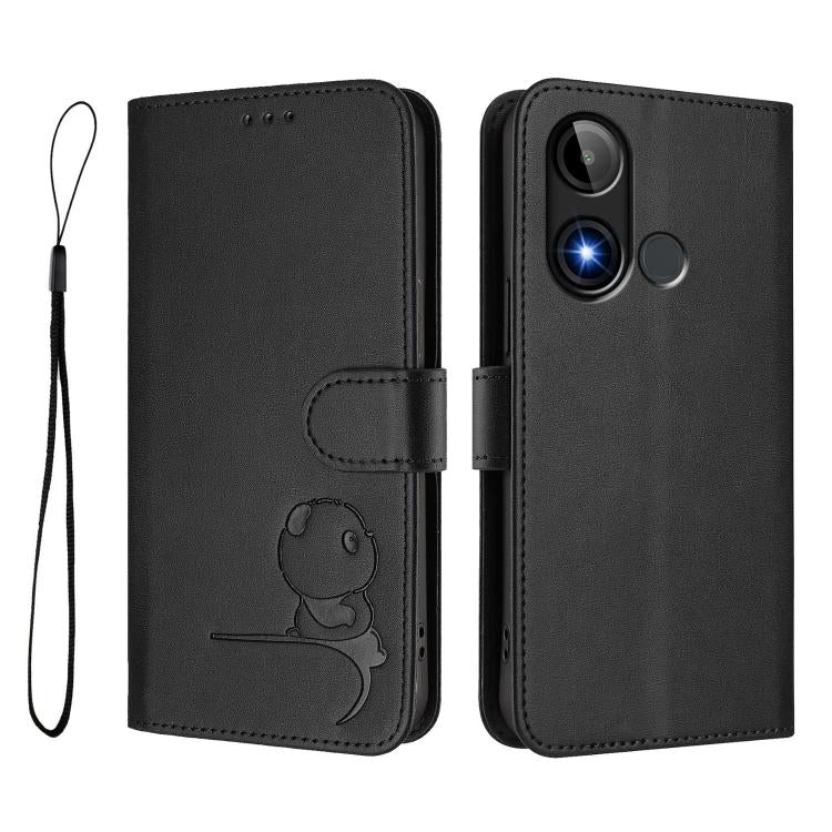 For BLU C9 Litter Panda Embossing RFID Leather Phone Case with Lanyard