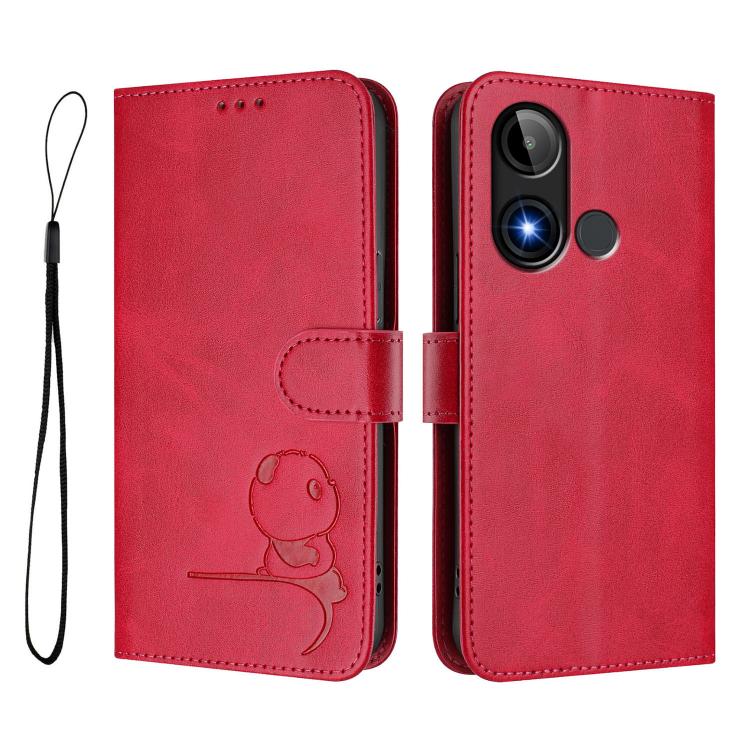 For BLU C9 Litter Panda Embossing RFID Leather Phone Case with Lanyard