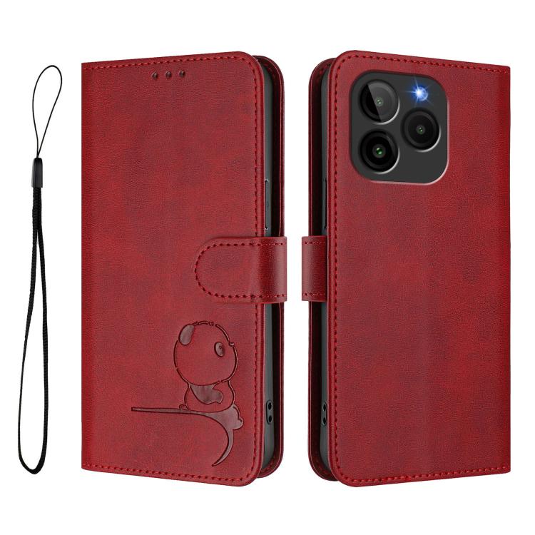 For BLU G54 Litter Panda Embossing RFID Leather Phone Case with Lanyard