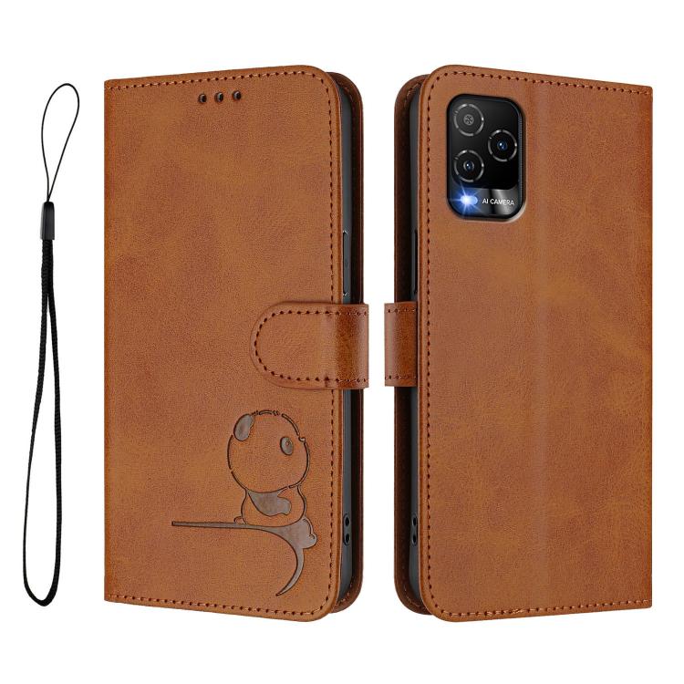 For BLU View 5 Pro Litter Panda Embossing RFID Leather Phone Case with Lanyard
