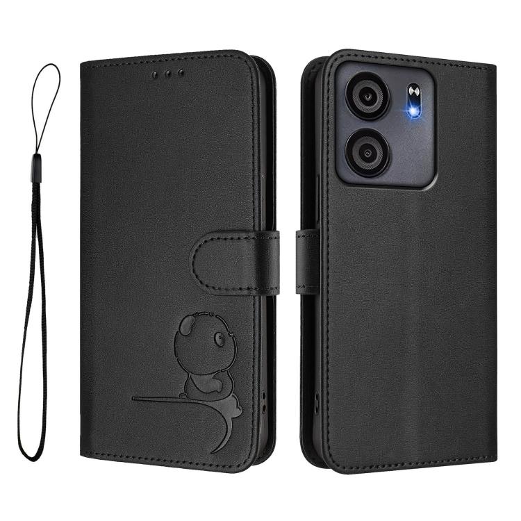 For BLU View 5 Litter Panda Embossing RFID Leather Phone Case with Lanyard