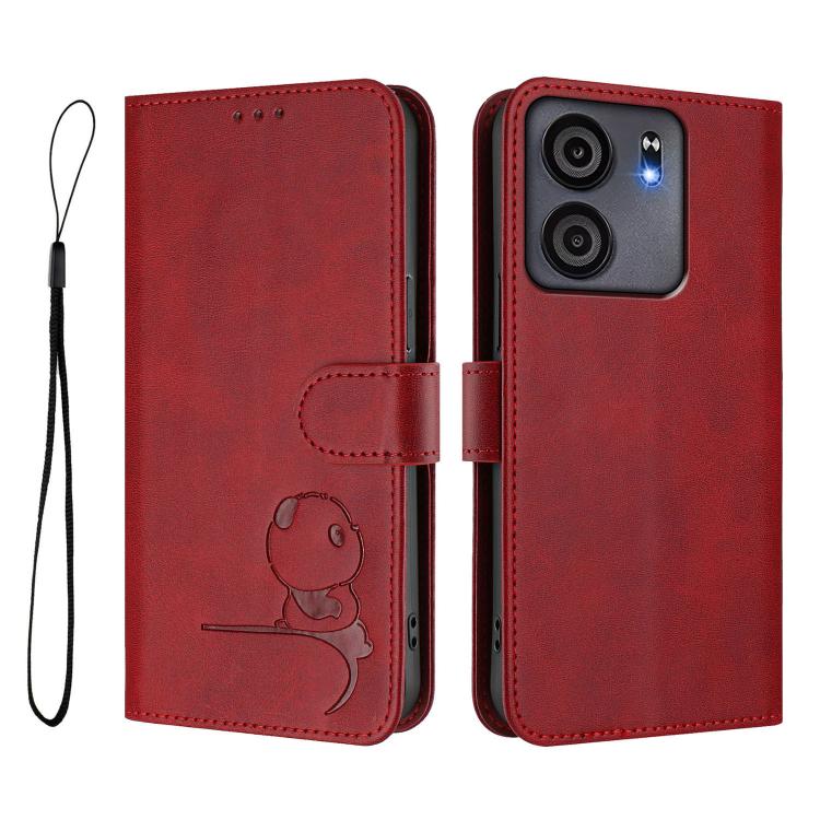 For BLU View 5 Litter Panda Embossing RFID Leather Phone Case with Lanyard