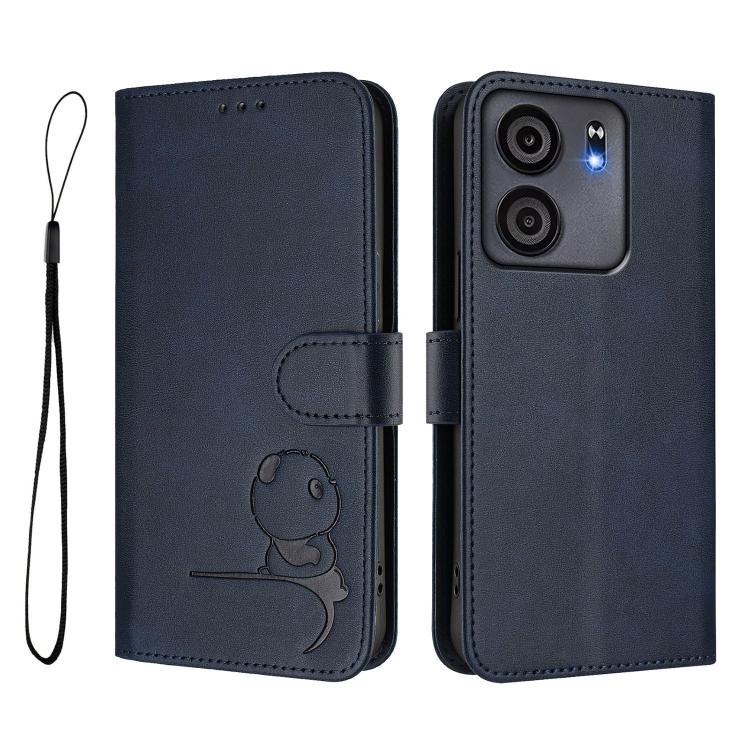 For BLU View 5 Litter Panda Embossing RFID Leather Phone Case with Lanyard