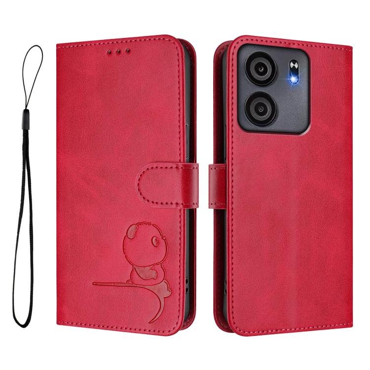 For BLU View 5 Litter Panda Embossing RFID Leather Phone Case with Lanyard