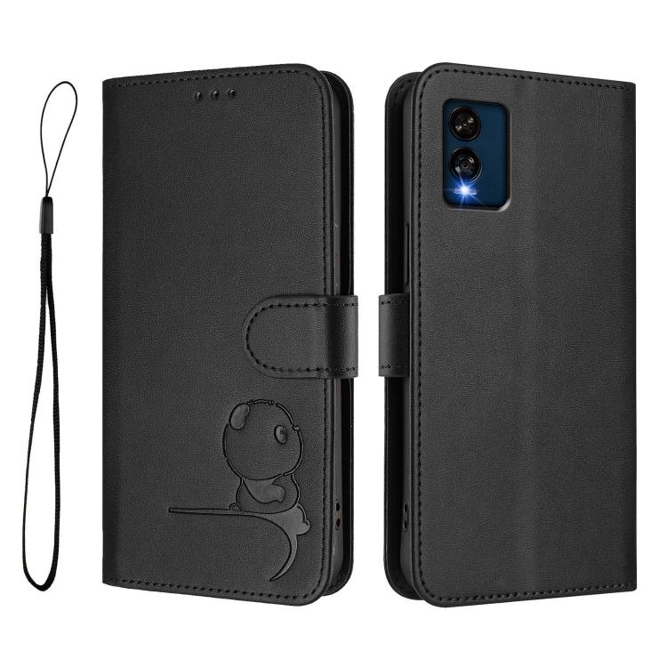 For BLU View Speed 5G B1550VL Litter Panda Embossing RFID Leather Phone Case with Lanyard