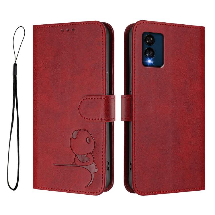 For BLU View Speed 5G B1550VL Litter Panda Embossing RFID Leather Phone Case with Lanyard