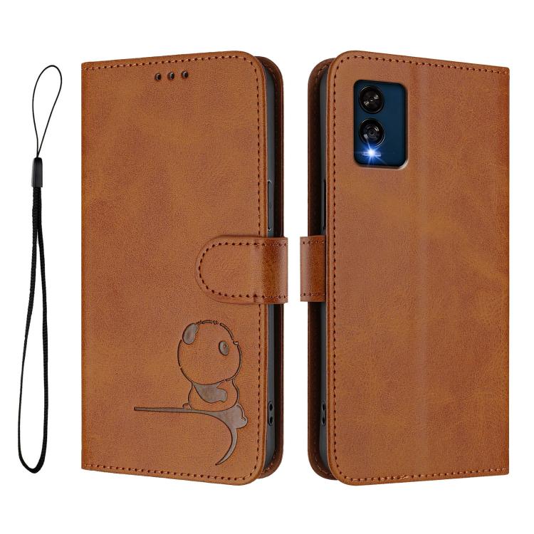 For BLU View Speed 5G B1550VL Litter Panda Embossing RFID Leather Phone Case with Lanyard