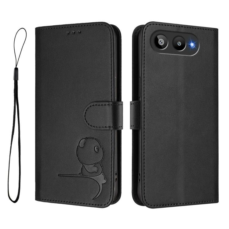 For BLU G95 Litter Panda Embossing RFID Leather Phone Case with Lanyard