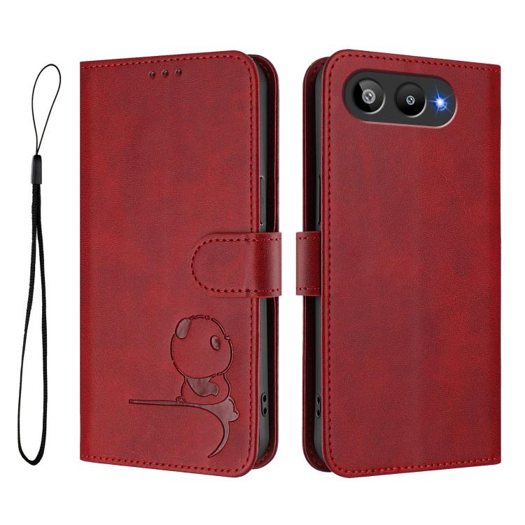 For BLU G95 Litter Panda Embossing RFID Leather Phone Case with Lanyard
