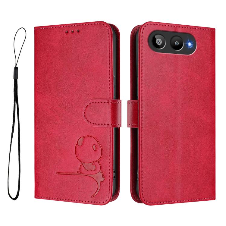 For BLU G95 Litter Panda Embossing RFID Leather Phone Case with Lanyard