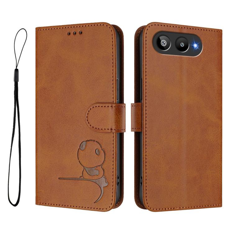 For BLU G95 Litter Panda Embossing RFID Leather Phone Case with Lanyard