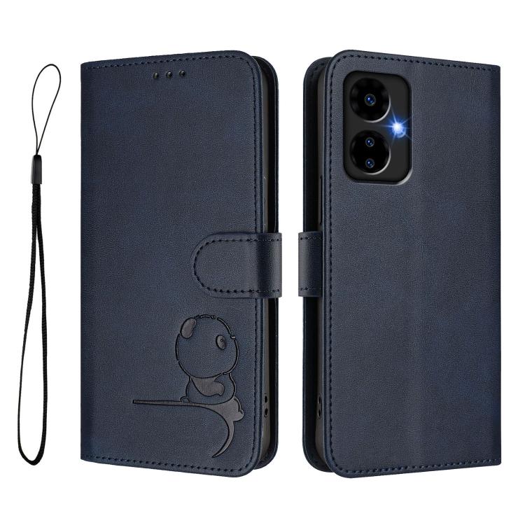 For Boost Mobile Celero 5G 2024 / Celero 3 5G Litter Panda Embossing RFID Leather Phone Case with Lanyard
