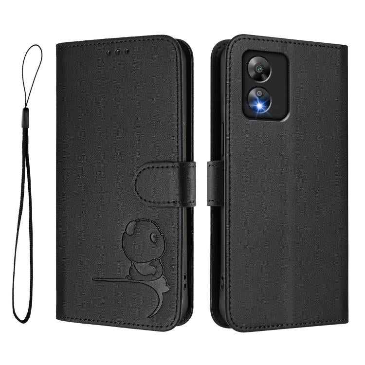 For Boost Mobile Celero 5G SC SN339D Litter Panda Embossing RFID Leather Phone Case with Lanyard