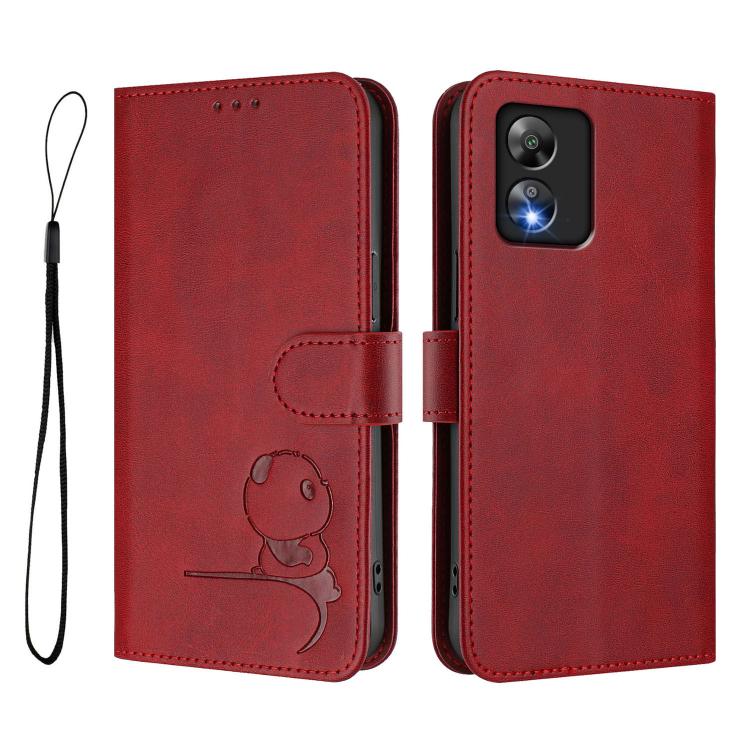 For Boost Mobile Celero 5G SC SN339D Litter Panda Embossing RFID Leather Phone Case with Lanyard