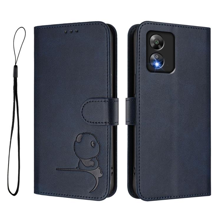 For Boost Mobile Celero 5G SC SN339D Litter Panda Embossing RFID Leather Phone Case with Lanyard