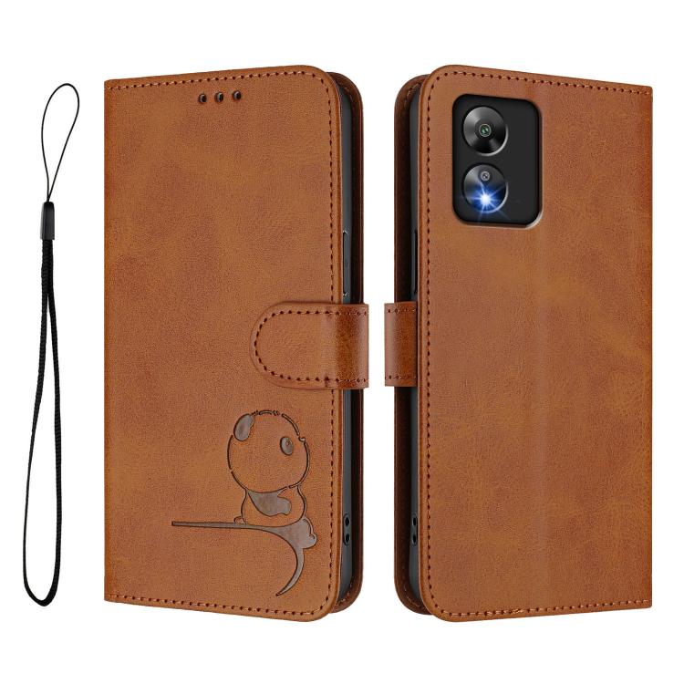 For Boost Mobile Celero 5G SC SN339D Litter Panda Embossing RFID Leather Phone Case with Lanyard