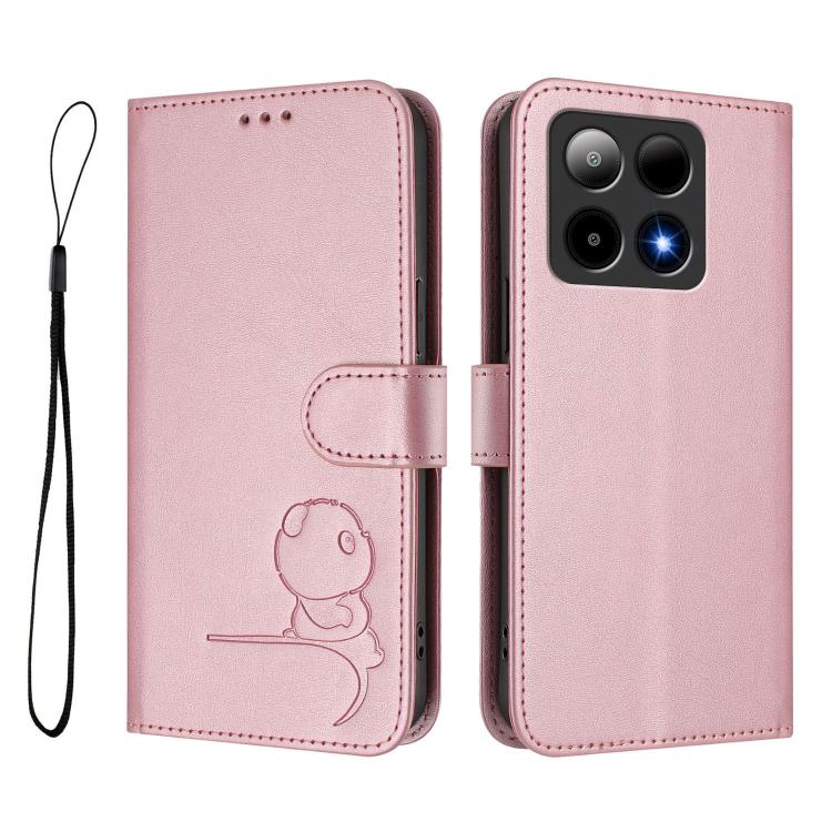 For Boost Mobile Summit 5G 2024 Litter Panda Embossing RFID Leather Phone Case with Lanyard