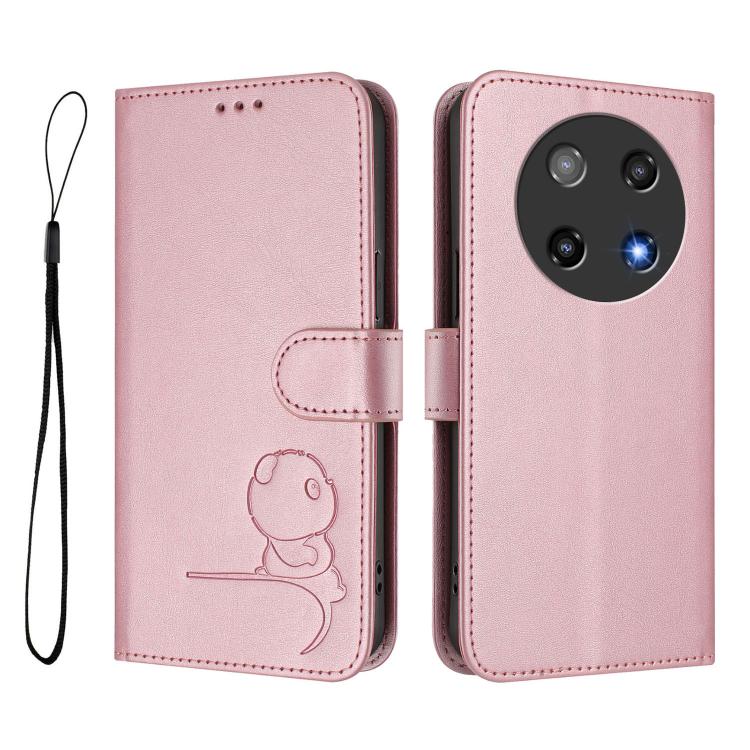 For Coolpad C16 Litter Panda Embossing RFID Leather Phone Case with Lanyard